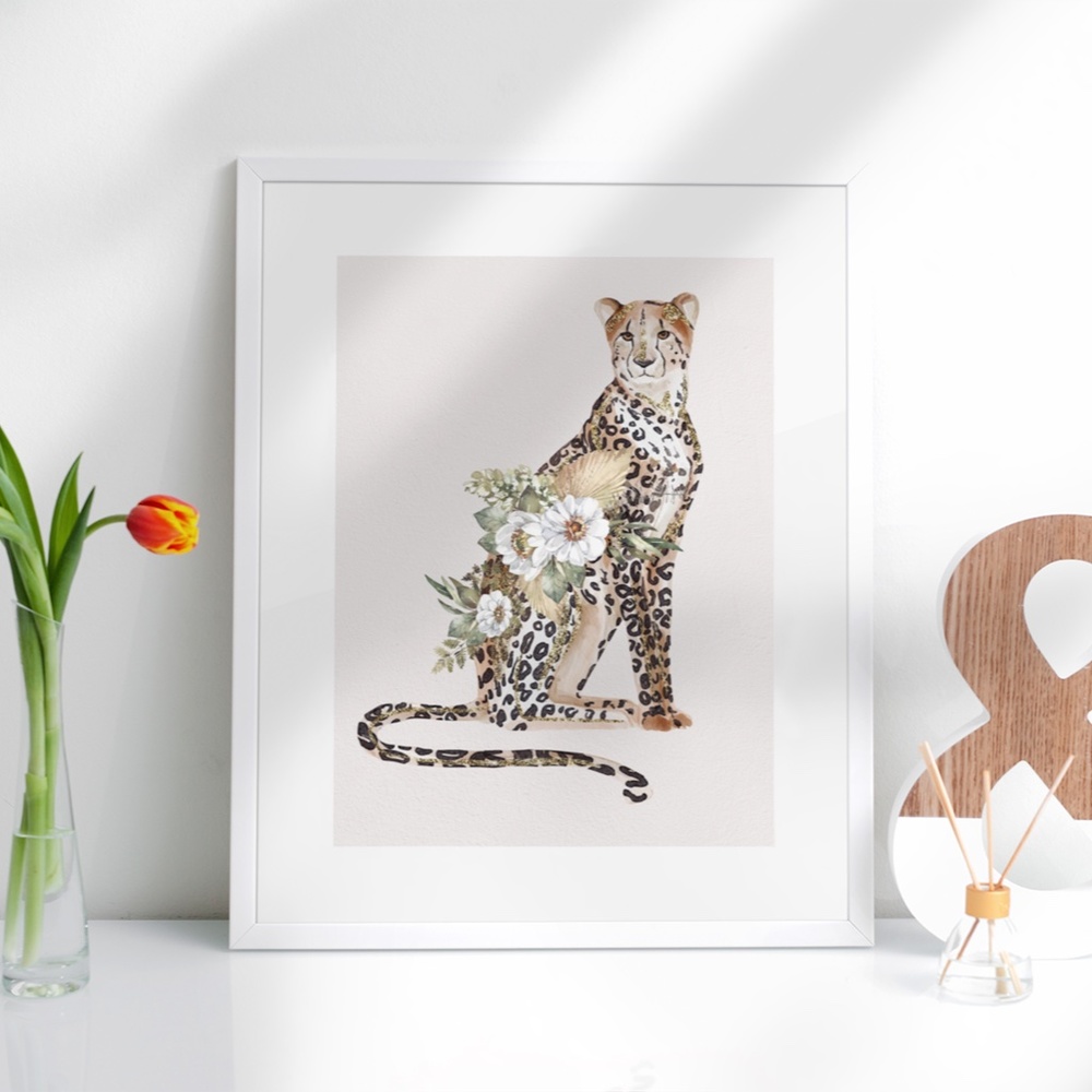 Cheetah Watercolor Illustration Wall Art Print Poster Unframed - Picture 5 of 16